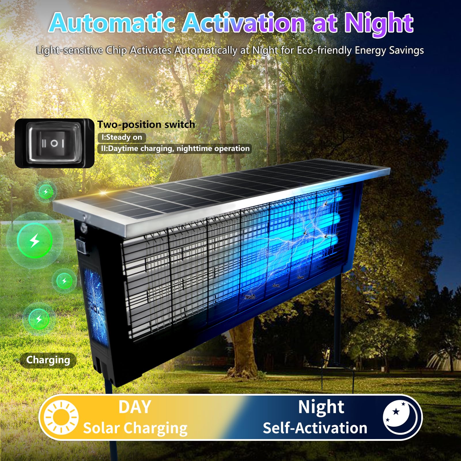 Powerful Large Solar Bug Zapper Outdoor for 3500 sq.ft, Poartable ...